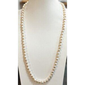 Vintage Faux Baroque Light Pink Hand Knotted Hidden Box Clasp Necklace